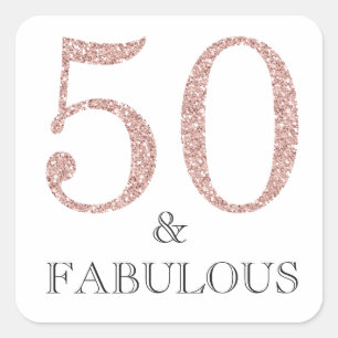50 und Fabulous Typografie 50. Geburtstag Quadratischer Aufkleber