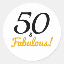 50 und Fabulous | Typografie 50. Geburtstag Runder Aufkleber