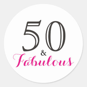 50 und Fabulous   Typografie 50. Geburtstag Runder Aufkleber