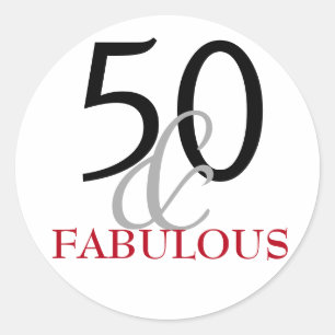 50 und Fabulous   Typografie 50. Geburtstag Runder Aufkleber