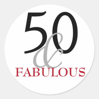 50 und Fabulous | Typografie 50. Geburtstag Runder Aufkleber