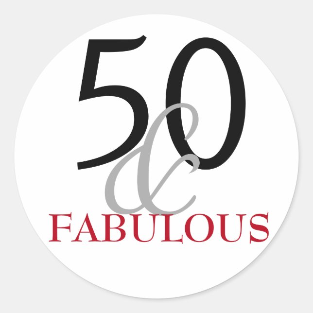 50 und Fabulous | Typografie 50. Geburtstag Runder Aufkleber (Vorderseite)