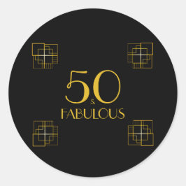 50 und Fabulous | Typografie 50. Geburtstag Runder Aufkleber