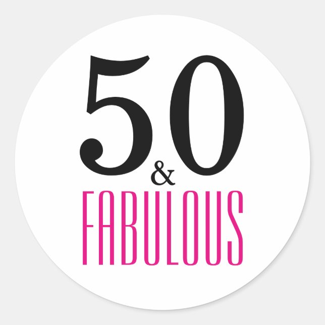 50 und Fabulous | Typografie 50. Geburtstag Runder Aufkleber (Vorderseite)