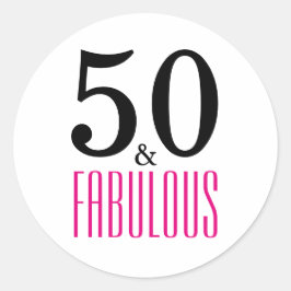 50 und Fabulous | Typografie 50. Geburtstag Runder Aufkleber