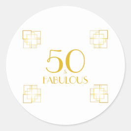 50 und Fabulous | Typografie 50. Geburtstag Runder Aufkleber