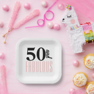 50 und Fabulous Typografie 50. Pink Geburtstag Pappteller