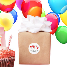 50 und Fabulous Typografie Red 50. Geburtstag Runder Aufkleber