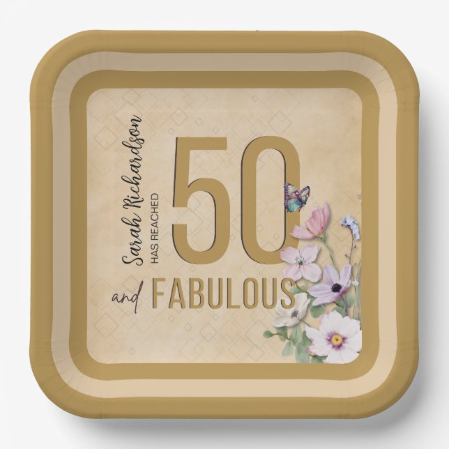 50 und Fabulous Wildblume Pappteller (Vorderseite)