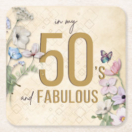 50 und Fabulous Wildblume Rechteckiger Pappuntersetzer