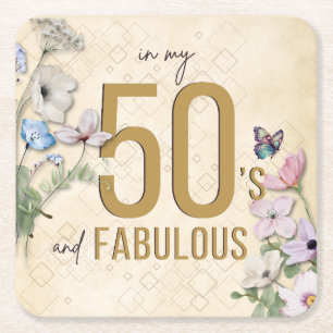 50 und Fabulous Wildblume Rechteckiger Pappuntersetzer
