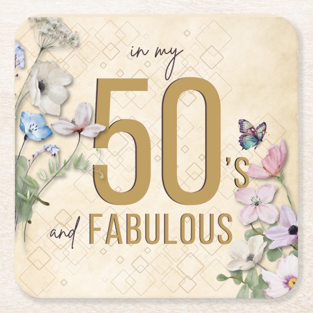 50 und Fabulous Wildblume Rechteckiger Pappuntersetzer (Vorderseite)