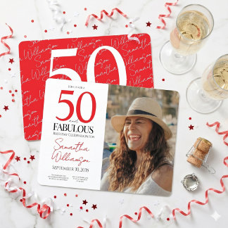 50 und Fantastisch | 50. Geburtstag Elegantes Foto Einladung