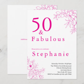 50 und Fantastisch | 50. Geburtstagsfeier Pink Einladung