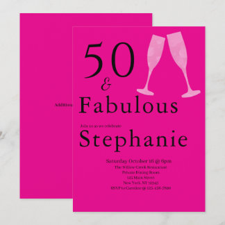 50 und Fantastisch | 50. Geburtstagsfeier Schwarz  Einladung