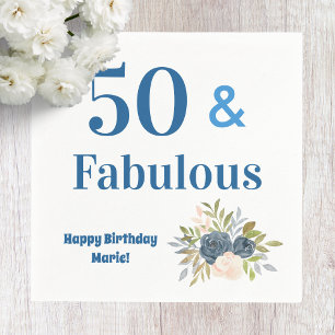 50 und fantastisch Blaue Typografie Geburtstagsfei Serviette