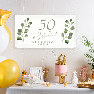 50 und fantastisch elegante Eukalyptus-Geburtstags Banner