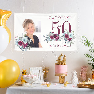 50 und fantastisch florale Foto 50. Geburtstagsfei Banner