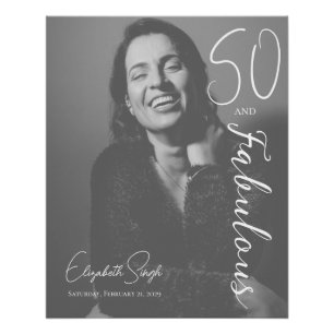 50 und fantastisch Foto-Geburtstagsfeier Schwarz & Poster