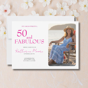 50 und Fantastisch Foto Rosa 50. Geburtstagsfeier Einladung