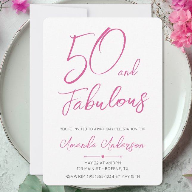 50 und fantastisch Fünfzigster Geburtstag Einladung (Fifty and Fabulous Birthday Party Invitation)