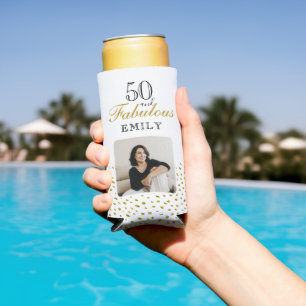 50 und Fantastisch Gold Glitter Foto 50. Geburtsta Selters Dosenkühler