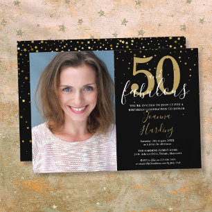 50 und fantastisch Gold Schwarz 50. Geburtstagsfot Einladung
