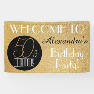 50 und fantastisch Goldene personalisierte Geburts Banner