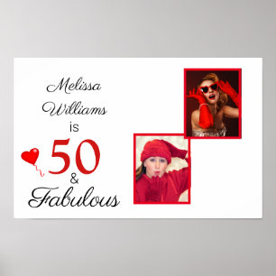 50 und Fantastisch Name Zwei Fotos 50. Geburtstag Poster