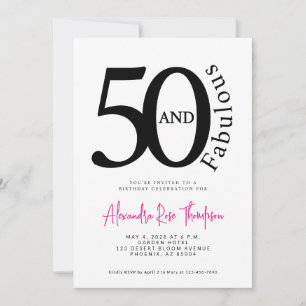 50 und fantastisch Pink Schrift 50. Geburtstagsfei Einladung