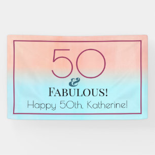50 und Fantastisch Pink und Blau Geburtstagsfeier Banner