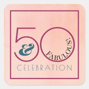 50 und Fantastisch Pinke Typografie Geburtstagsfei Quadratischer Aufkleber