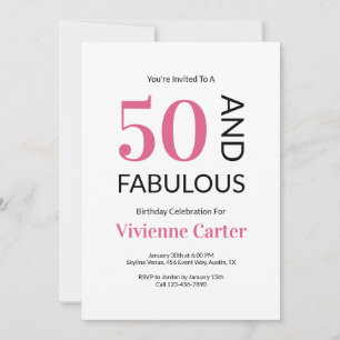 50 und Fantastisch Rosa 50. Geburtstagsfeier Einladung