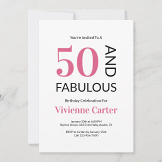50 und Fantastisch Rosa 50. Geburtstagsfeier Einladung