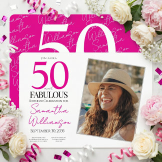 50 und Fantastisch Rosa 50. Geburtstagsfeier Einladung
