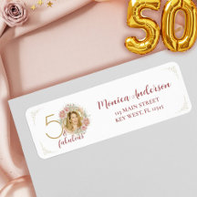 50 und Fantastisch Rosa Blumen Gold Foto Geburtsta