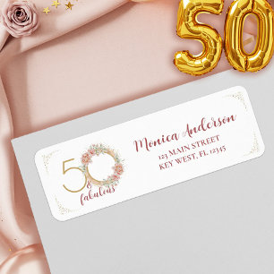 50 und Fantastisch Rosa Blumen Gold Foto Geburtsta