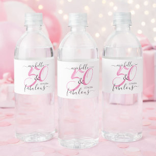 50 und fantastisch Rosa personalisierte Geburtstag Wasserflaschenetikett