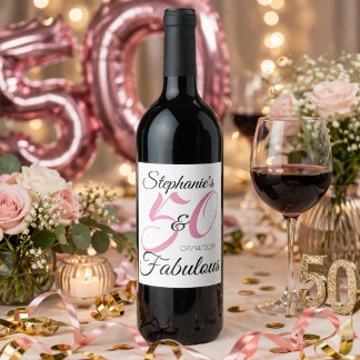 50 und fantastisch Rosa personalisierte Geburtstag Weinetikett