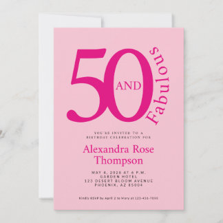 50 und Fantastisch Rosé 50. Geburtstagsfeier Einladung