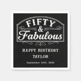 50 und Fantastisch Rustikale Schrift & Linienkunst Serviette