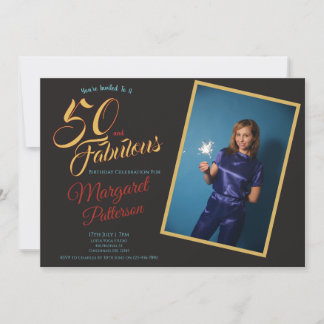 50 und Fantastisch Schwarz Gold 50. Geburtstagsfei Einladung