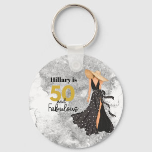 50 und Fantastisch Schwarz-Goldene Geburtstagsfeie Schlüsselanhänger