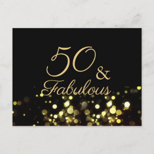 50 und fantastisch Schwarz und Gold Geburtstag Postkarte