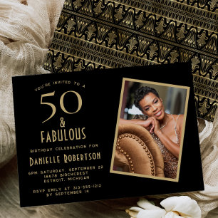 50 und Fantastisch Schwarze Goldene 50. Geburtstag Einladung