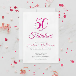 50 und fantastisch Script Pink 50. Geburtstagsfeie Einladung
