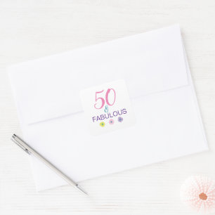 50 und fantastisch Spaß Purpur Gänseblümchen Quadratischer Aufkleber