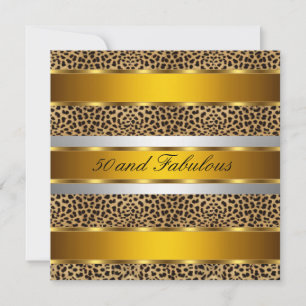 50 und fantastische Leopard Gold Party-Einladung Einladung