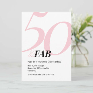 50 und fantastische rosa Geburtstagseinladung Einladung