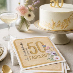 50 und fantastische wilde Blumen Geburtstagsservie Serviette